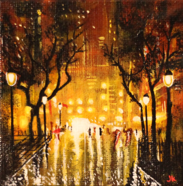 Street Lights and Rainy Nights Painting by Jackie Krasna